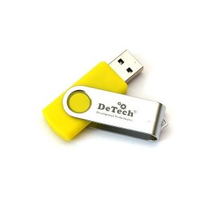 Флеш-накопитель USB2.0 Flash DeTech 64GB Swivel Yellow
