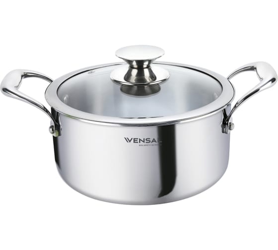 Кастрюля с крышкой Vensal Le Chef трехслойная из нержавеющей стали 6,3л 1533VS