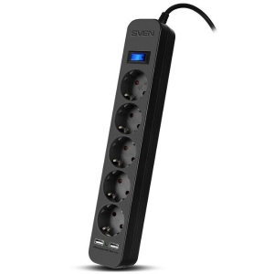 Фильтр SVEN SF-05LU 1,8 м (5 евро розеток,2 USB) белый